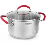 Sorge Кастрюля 5,1л,d24см,стек.кр.,толщ.ст.0,5мм,дно 4мм,руч.мет+силик,мерн.шкала 