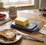 Масленка графит/прозрачная крышка (18х9,5см h6,5см) 