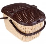 Корзина д/пикника,овал 25л беж/коричн (46х34 h27см) с руч,2-х стор.открыт,на защ (6) 