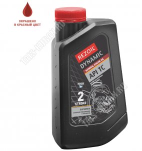 Масло моторное REZOIL DYNAMIC 2Т-0.95л, д/2-х тактн.двигателей, минеральное, окрашен в красн.цв, API TC (12) 