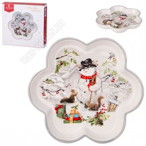 С Новым Годом/Снеговик Блюдо фигур. d20см h2,5см (ф.цветок) п/у 