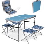 Набор Стол и 4стула (102х50/30х30см) Голубой/Джинс 