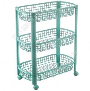 Этажерка 3-х яр (44х31 h69см) на колес,овал, фисташк, сетчат.корзины (3) 
