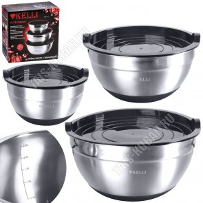 Миска (нержавеющая сталь) набор 3шт (1,4/2,4/4,0л d16/20/24см) (6) 