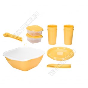 Набор д/пикника 4 персоны 19предметов, желтый (6) 
