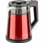 Чайник нерж+стекло 1,2л 1350Вт диск, красный (12)