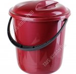 Ведро 12л кругл, с крыш, бордо (d29 h31см) мерн.делен (18) 