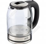 Чайник стекло 1,8л 1500Вт диск, цвет черный/серебро  (12)