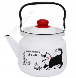 Коты Чайник белый 3,5л,подвижная ручка,пластиковая ручка на крышке (4) 