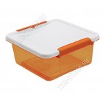 Контейнер квадр,прозр.оранж 0,85л крыш.бел,на 2защ (14х14 h6,5см) (20) 