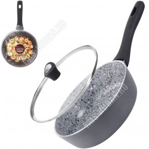 Gray Granite Сковорода d22 h5см с крышкой (6) 