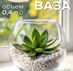 Ваза для цветов FLORA  h8см 0,4л (ф.шар) п/уп (12)