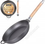 Сковорода съемн.дерев.руч d22см,черн,инд.дно,прям.борт h4,5см,толщ.ст/дна 3,5/4,0мм (8) 