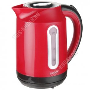 Чайник 1,7л 2200Вт диск,защита без воды,световой индикатор,съемный фильтр,автоотключение, красный (12) 