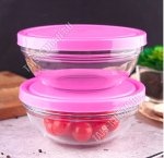 Салатник CHEF'S п/у Н-р 2шт 0,3л d17см, с розовой пласт.крышкой(12)