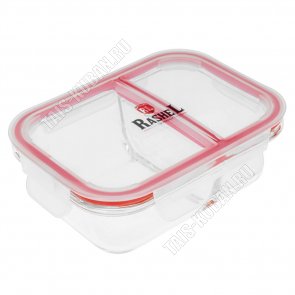 Контейнер д/продуктов,прямоугольный 2-х секционный 0,64л 17х13 h6см (12) 