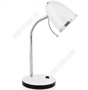 Светильник h24см, белый d15см,металл,кнопка Camelion, KD-308 (12) 