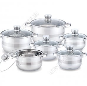 НАБОР кастрюль 4шт (2,7/3,7/5,0л;d18/20/22см +ковш 2,1л d16см) (2) 