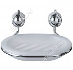 Мыльница настен,овал (L14х13см) на шуруп,хром сталь+пластик (36)