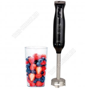 Блендер погружной 1200Вт 2 скорости, мерный  стакан 0,7л, погружная часть из нержавеющей стали, пластиковый корпус, цвет черный (6) 