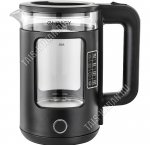 Чайник пластик+стекло 1,5л 1500Вт двойная стенка ( внутри-стекло), цвет черный (8)