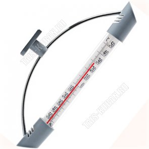 Термометр уличный окон, на липучке (L23х2,5см) стекло,вращ-ся метал креплен,блистер 