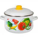 Овощной фреш Кастрюля белый (конус) 4,0л,инд дно,мет.крыш,пласт.руч/кноп (4) 