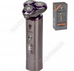 Бритва эл. роторная (аккум) 5Вт на под-ке-зарядка, 800мАч,блок плав.голов+насад(тример),время раб.90мин,LEDдиспл,инд.заряда, 45лезв.нерж.сталь,компл.щеточка,защ.крышка,заряд.от USB,коричневый(12) 