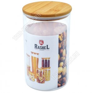 Банка с бамбуковой крышкой (цилиндр) 1,0л d10 h16см (12) 