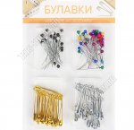 Булавка н-р 50+50шт английская+цв.ушко,36мм,блистер