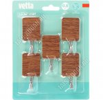 Vetta Крючок самоклей, полистирол+металл, н-р 5шт коричн дерево (3,5х3,5см) (20)