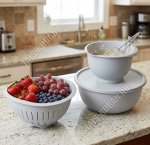 Дуршлаг 4,0л +Салатник 5,6л с крыш +Миска 2,1л, серый (9) 