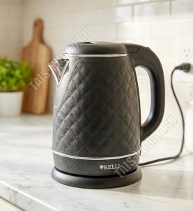 Чайник пластик+нерж 1,8л 2200Вт,чёрный (12) 